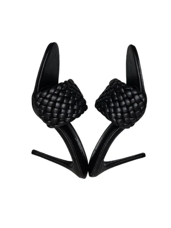 NWOB Cape Robbin Black Woven Slide Sandals Women’s Open Toe Braided Mules size 8 - Picture 4 of 9